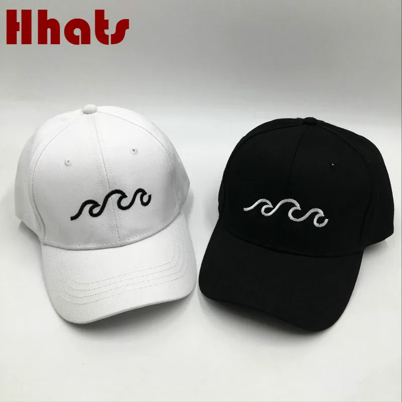 

Embroidery Wavy Dad Hat For Women High Quality Cotton Sea Wave Baseball Cap Hip Hop Adjustable Curved Sports Hat Snapback Caps