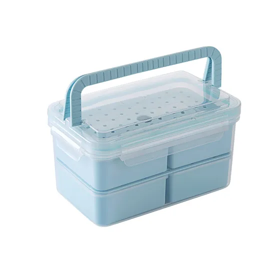 Baispo Портативный Ланч-бокс, набор, независимая решетка, герметичный контейнер для хранения продуктов питания, микродвигатель, Bento box, ланчбокс для пикника - Цвет: Blue B