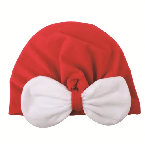 Детская Рождественская шляпа с высоким воротником, Премиум бархатная цветная контрастная индийская шляпа с бантом, Рождественский реквизит для вечеринок - Цвет: 1
