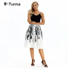 W-Yunna Harajuku 3d печать винтажная Мода Кнопка открытая миди юбки женские Высокая талия сексуальные плиссированные юбки Faldas Mujer Moda