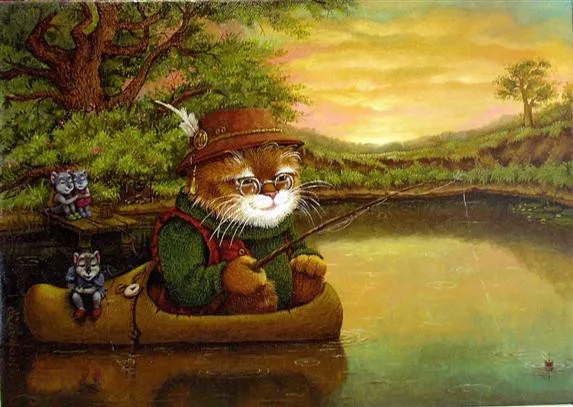 Кот с удочкой