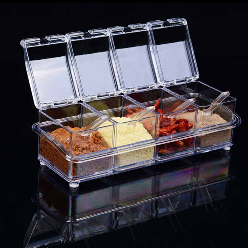 

4 Piece/Set Hot Seasoning Jar Set Kitchen Condiment Box Acrylic Spices Storage Box Transparent Seasoning Boxes Storage Container