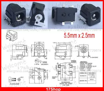 

100PC Copper SMD 5.5 X 2.5mm DC Socket 2.5MM DC Plug for Notebook Charger DC-050