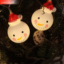 10/20 светодиодов Праздничные огни снеговик свет строка 5 см США/ЕС/Батарея работает Рождество фея гирлянды украшения партии DA