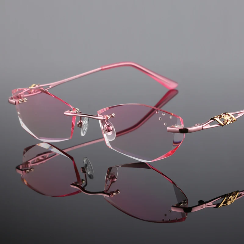Очки без оправы на заказ, Модные оптические очки для близорукости, дальнозоркости, женские модные очки с бриллиантами 73
