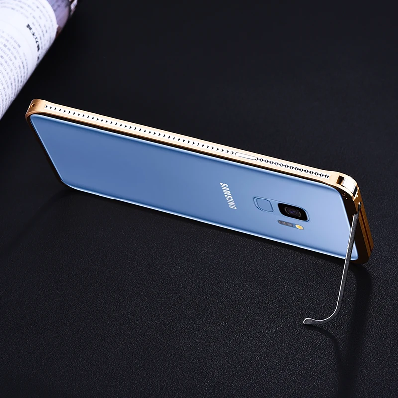 

Original iMatch Bumper Case For Samsung Galaxy S9/ S9 Plus Luxury Diamond Aluminum Metal Invisible Kickstand Case Bumper S9 Plus