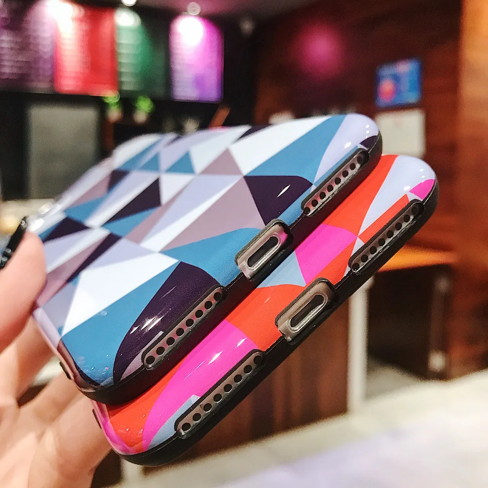 Бесплатная доставка геометрический клетчатый чехол для iPhone XR XS Max X 8 7 Plus 6 S Мягкий