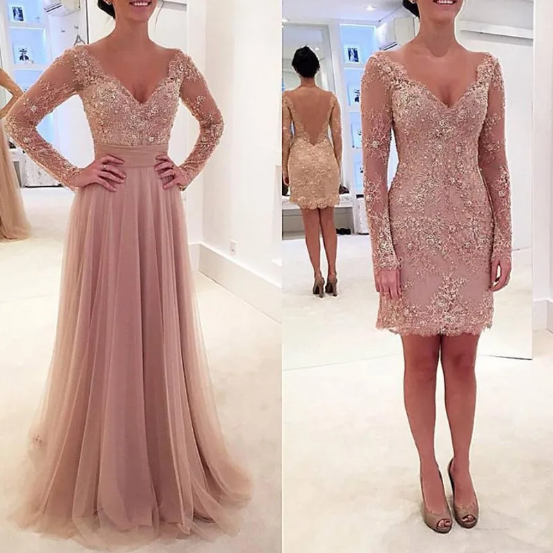 

Evening Dress Vestidos De Festa Detachable Skirt Evening Dresses Custom Made Robe De Soiree Long Sleeves Evening Gowns Elegant