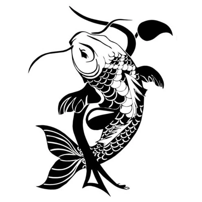 15.3*20.3CM Koi Fish Traditional Japanese Animal Car Sticker Classic Vinyl Decal Black/Silver C4-0801