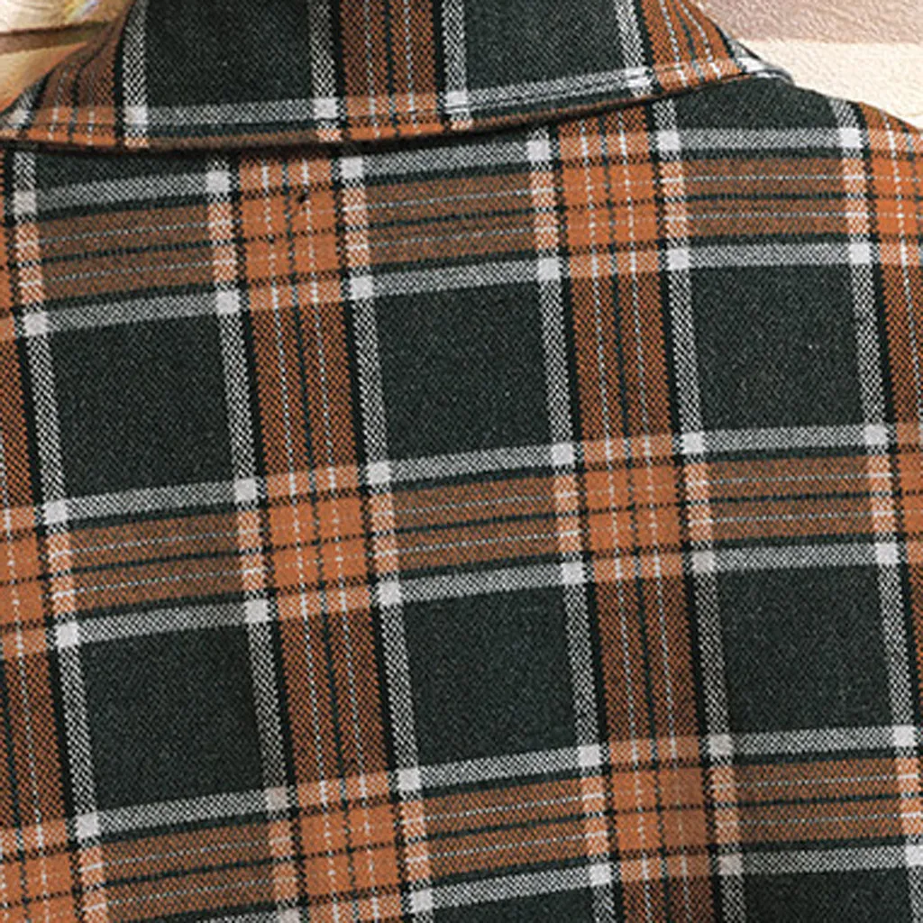 Casual Men Shirt Long Sleeve Autumn Winter Plaid flannel Shirts Mens of Women Vintage Japanese Streetwear Pocket Camisas Shirt