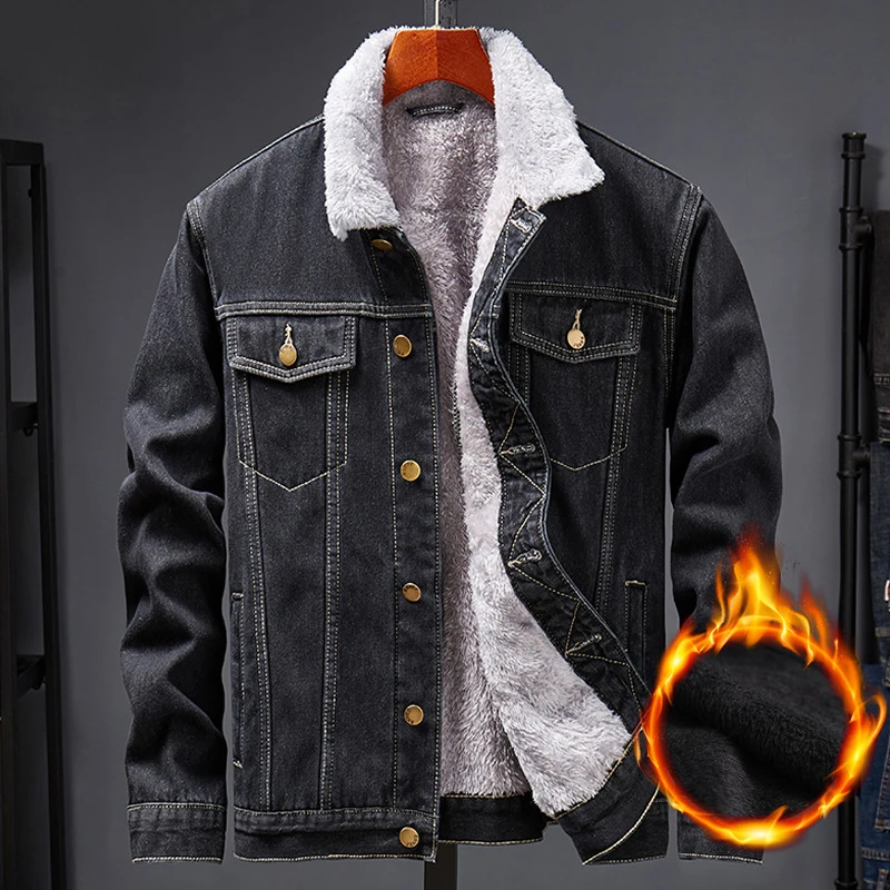 Хит, мужская Тонкая кашемировая джинсовая куртка, Мужская куртка и пальто, модная мужская куртка, толстая теплая зимняя верхняя одежда, мужская Ковбойская M-5XL
