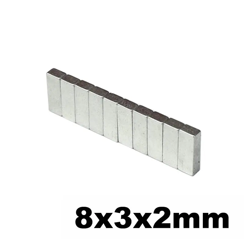 

NdFeB Magnet Block Cube 8x3x2mm Neodymium Rare Earth Magnets N42 Strong Tinny Permanent Magnetics for Industrial Use 50pcs