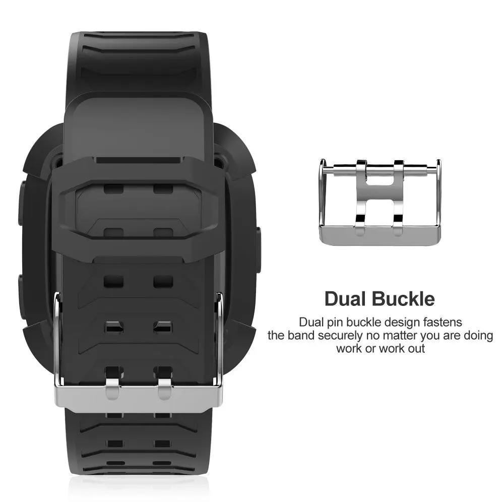 Мягкий силиконовый спортивный ремешок из ТПУ с прочным защитным чехлом для Fitbit Versa резиновый сменный ремешок на запястье ремешок для часов
