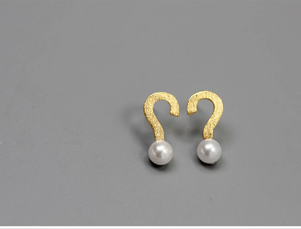 Muduh Collection Real 925 Sterling Silver Handmade Designer Fine Jewelry Cute Question Mark Design Drop Earrings for Women Brincos