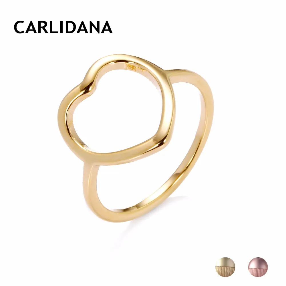 

Heart Shaped Wedding Rings For Women Men CARLIDANA 316L Stainless Steel Fashion Rings Jewelry in Rose Gold Color Never Fade