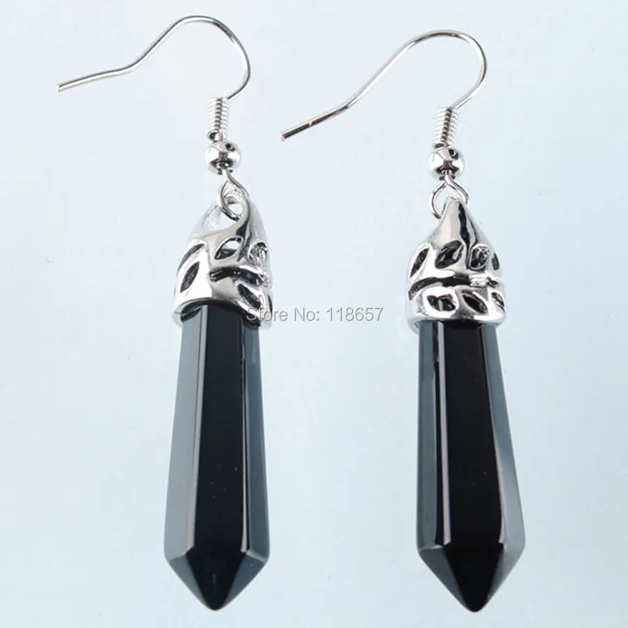 

Natural Stone Earrings Hexagonal Reiki Black Agates Beads pendant Drop Earring Decoration Jewelry Piercing Women Gift IR3063