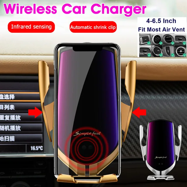 $US $13.79  10W 7.5W 5W QI Wireless Car Standard Charger Air Vent Holder Mount Auto-clamp Automatic Infrared Se