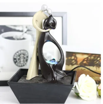 

2016 modern water fountain decoration lovers crafts decoration resin home decoration