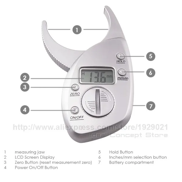 Штангенциркуль для жировых отложений кожи метод измерения жира процент цифровой ЖК-дисплей ручной