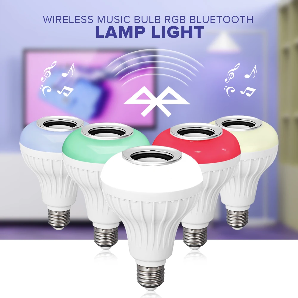 2018 E27 Smart RGB RGBW Wireless Bluetooth Speaker Bulb Music Playing Dimmable LED Bulb Light Lamp with 24 Keys Remote Control 2018 E27 Smart RGB RGBW Wireless Bluetooth Speaker Bulb Music Playing Dimmable LED Bulb Light Lamp with 24 Keys Remote Control