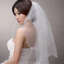 simple cheap white ivory wedding veil beads edge velos de novia 1.5 meters veil bridal accesories wedding dress bridal veil