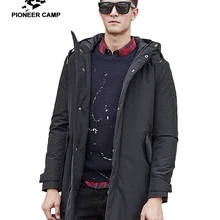 Пионерский лагерь осенно-зимняя длинная куртка брендовая мужская одежда мужской хлопка теплая высококачественная куртка черное польто для мужчин 611801