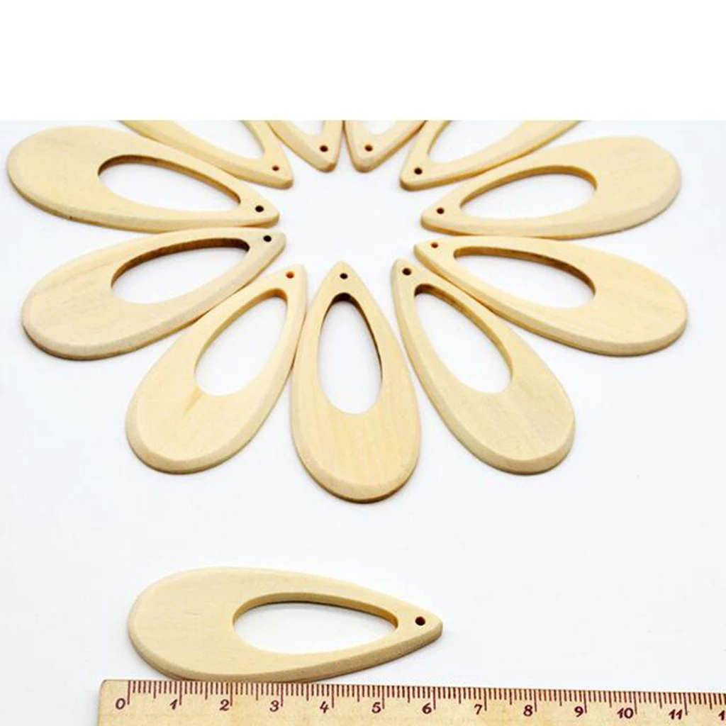 20pcs Plain Wooden Drop Charms Unfinished Wooden Beads Tags for Earrings Jewelry Making DIY Decorative Pendants