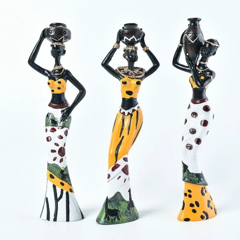 3 шт./компл. аксессуары для украшения дома Смола ремесло Африке фигура женщины номер украшения Африка Для женщин рисунок Скульптура в африканском стиле Декор