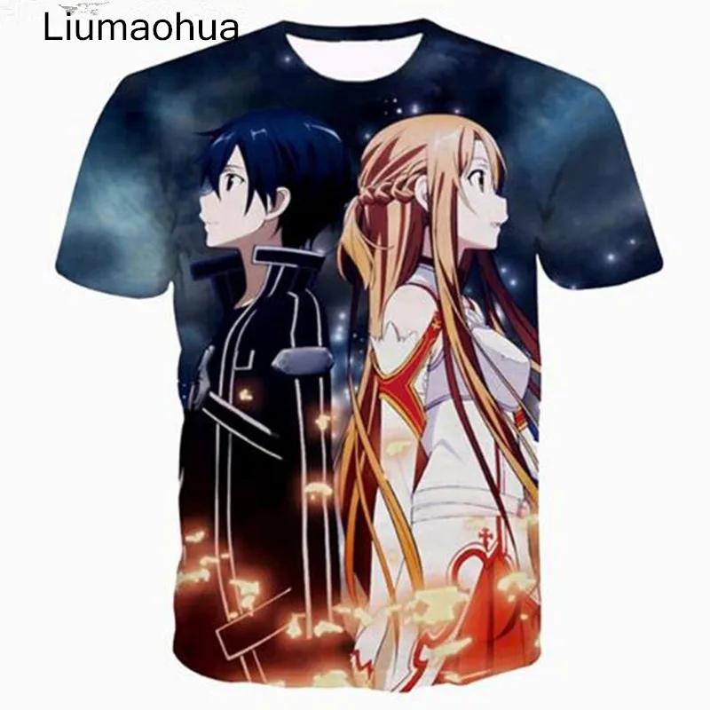 

Liumaohua 2018 New 90s favorites Anime Sword Art Print t shirt Kazuto 3D t shirts Women Men Summer Casual tshirt free shipping