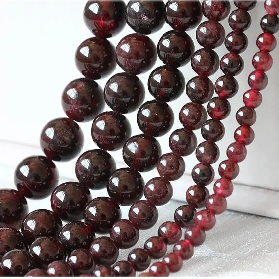 Red Garnet Round Beads Gemstone 15" Strand 4mm 6mm 7mm 8mm 10mm 12mm 