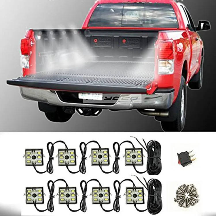 

8Pcs LED Lights Truck Bed Lighting Kit with 48 SMD LEDs Light Waterproof for RV Boat Cargo Pickup Bed Car Interior Underbody