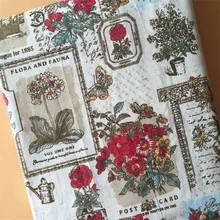 Хлопковое лоскутное белье, ткань с цветочным принтом, холщовая ткань, льняная хлопчатобумажная ткань для шитья, ручная работа, шитье вручную