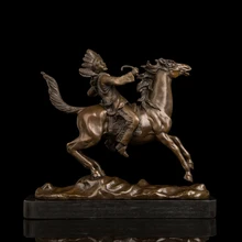 Классические сельские любовные бронзовые статуэтки Скульптура Подарки коллектор индийский на лошади украшения дома