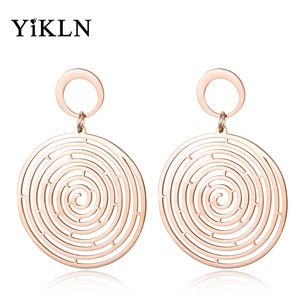 YiKLN розовое золото цвет Москитная спираль форма Axaggeration серьги в богемном стиле из нержавеющей стали женские пляжные серьги подарок YE18080