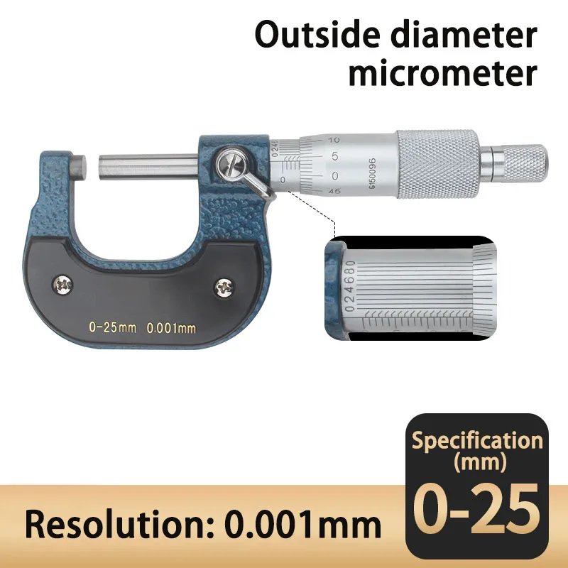 Внешний диаметр микрометра 0-25 50 75 100 мм высокая точность 0,001 спиральный микрометр инструмент суппорт сантиметр - Цвет: 0.001 0-25mm