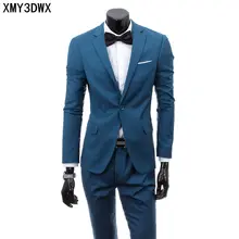 (jacket+pants) 2018 Custom made Mens Light Gray Suits Jacket Pants Formal Dress Men Suit Set men wedding suits groom tuxedos