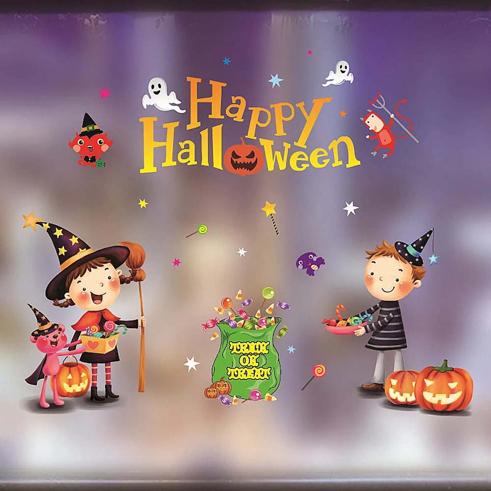 halloween decorations wall sticker shopping mall bar ktv window glass paste stickers poster adesivo de parede home decor