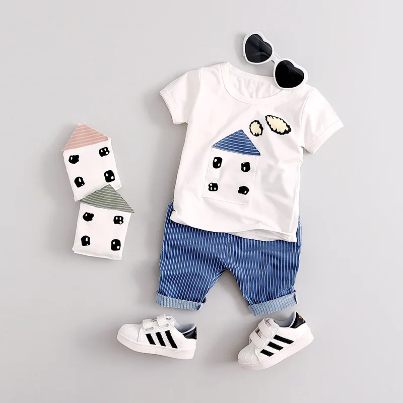 Toddler Boys Clothing Newborn Baby Boy Sets 2017 Summer Two Piece Cloth Cute Little House
