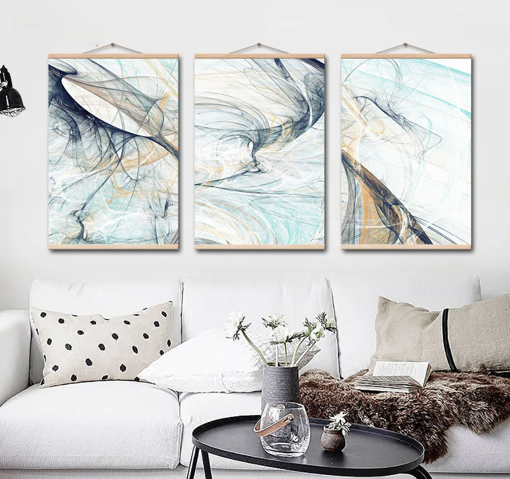 Abstract Minimalist Art Unframed Canvas Picture Lines Warm Background