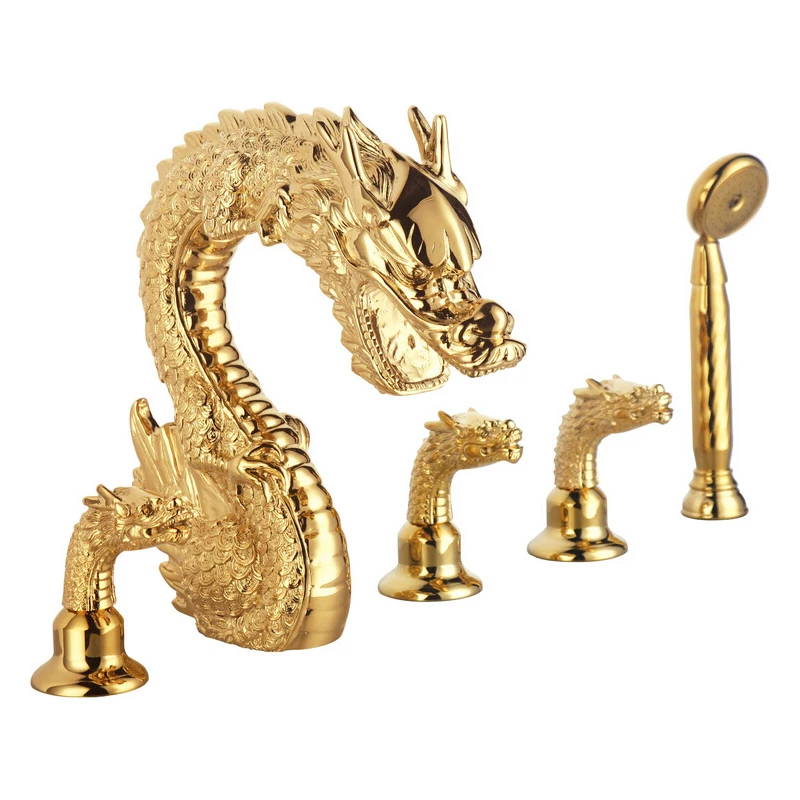 Luxury Brass Dragon Bathtub Faucet, Chrome Finishing Deck Mounted