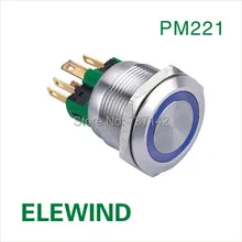 ELEWIND 22 мм кольцо из нержавеющей стали с подсветкой Мгновенный кнопочный переключатель(PM221F-11E/B/12 V/S/IP65