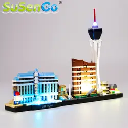 SuSenGo светодиодный световой набор для архитектурных строительных блоков в Лас-Вегасе, комплект освещения, совместимый с 21047 (модель в