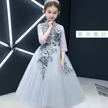 Г. вечерние платья ручной работы высокого качества для девочек Vestido daminha casamento, бальное платье, платья с цветочным узором для девочек на свадьбу, От 4 до 12 лет