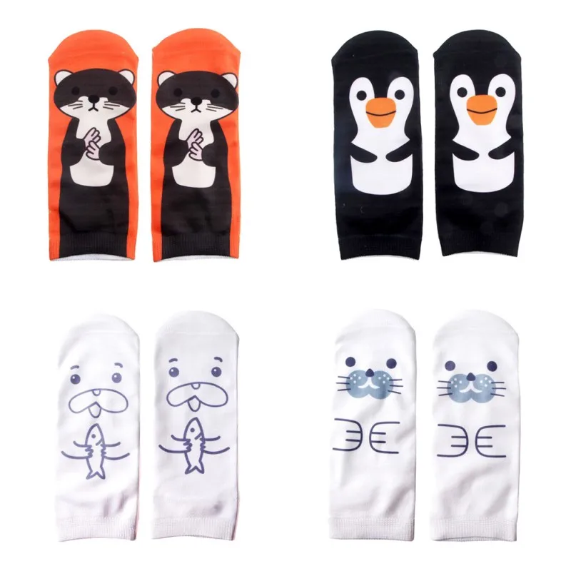 

1Pair 3D Black Penguin Printed Socks New Unisex Low Cut Ankle Socks Women Sock Women's Casual Cutton Socks YRD