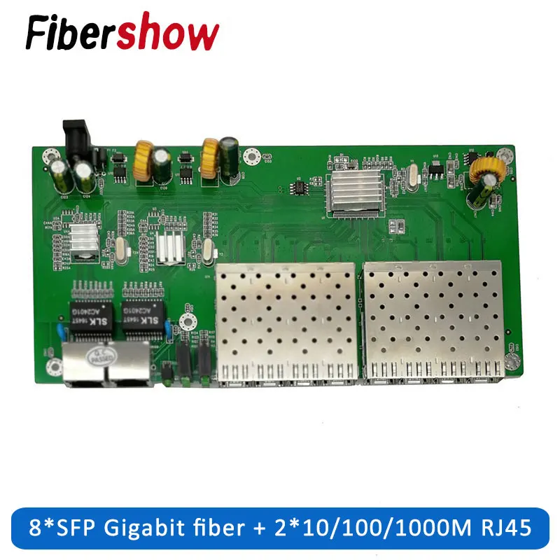 

8 Port 1.25G SFP solt 2 RJ45 Gigabit Ethernet PCBA board Media Converter 10/100/1000M