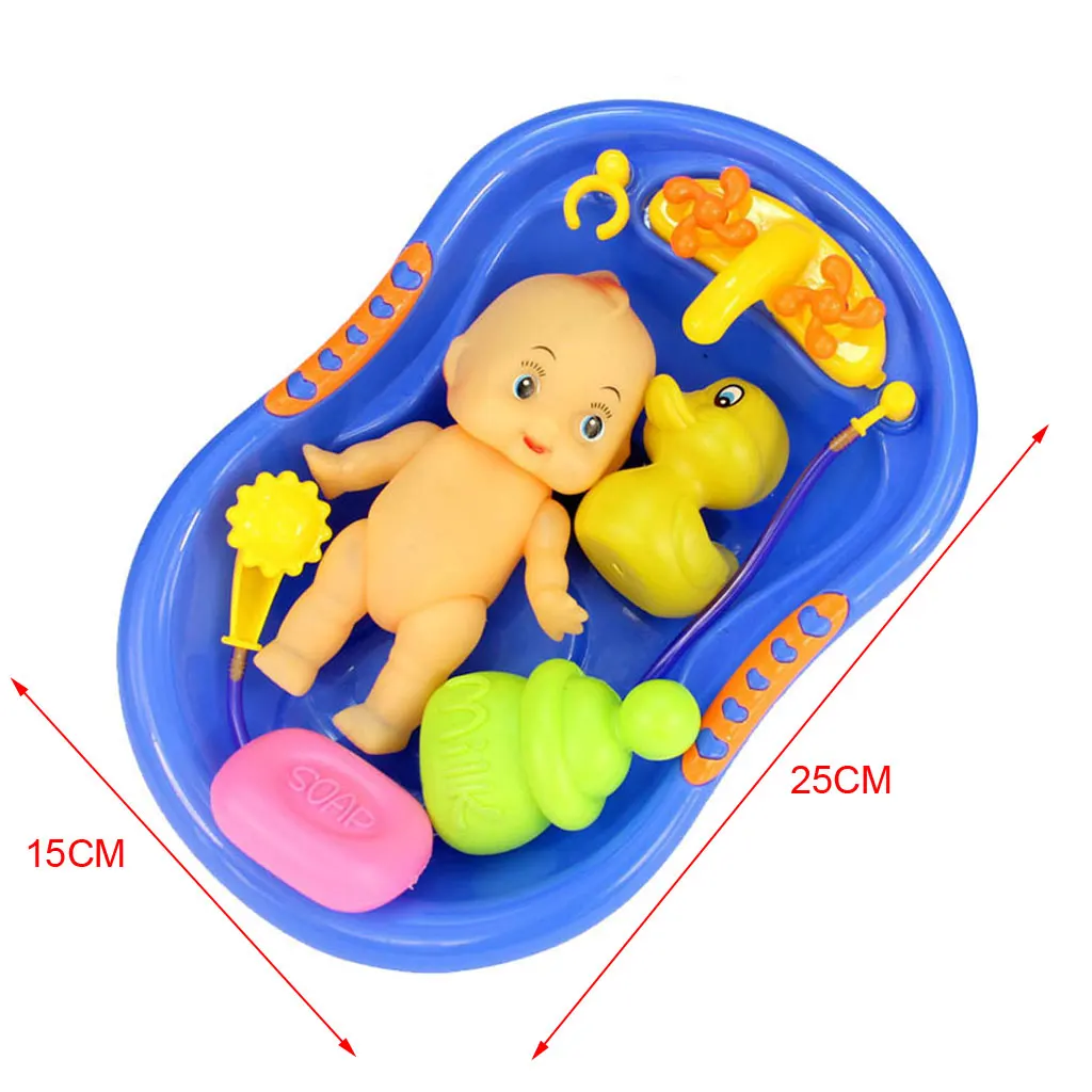 Синяя пластиковая Ванна с детской куклой набор игрушек для ванны Классическая Детская игрушка для детей воды плавающие игрушки Ранние развивающие новорожденный подарок