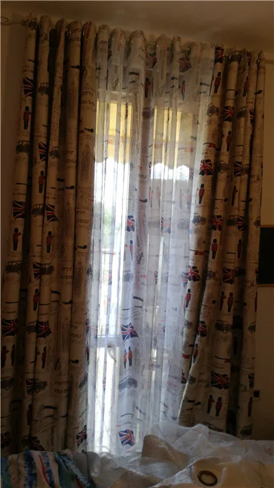 Современный модный английский солдат занавеска вуаль и занавеска ткань украшение для гостиной 70% затенение занавески для мальчиков WP236* 40