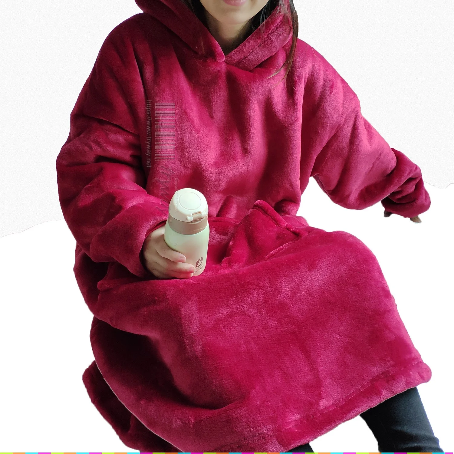 Ultra Plush Kapuzenpullover Sweatshirt Fleece Decke Camping Warme Hoodie Blanket 