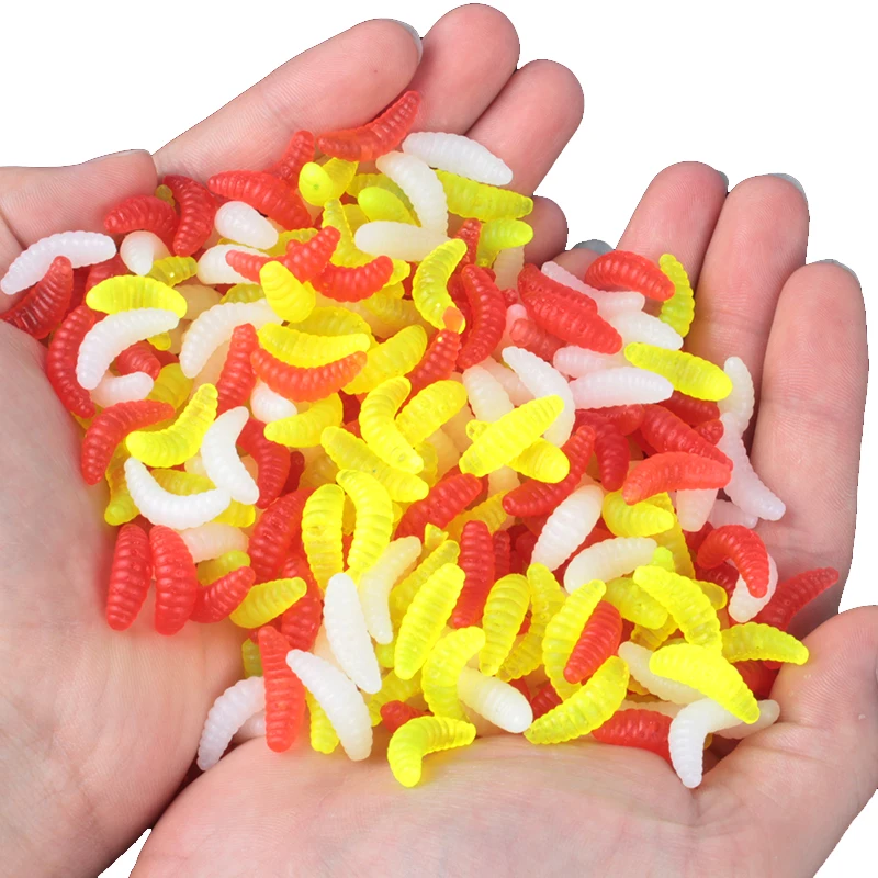 100pcs 2cm 0.35 grams Plastic Artificial winter maggot Grub Protein Soft Carp Lure Baits Worm