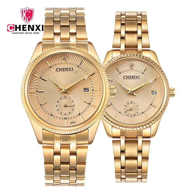 Luxury Women Men Couple Watches Top Brand CHENXI Waterproof Stainless Steel Love Luxury Women Men Couple Watches Top Brand CHENXI Waterproof Stainless Steel Love